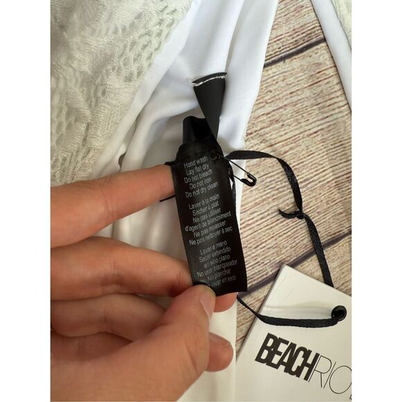 NWT‎ Beach Riot Swim White Selena Lace One Piece Side Cutout Bow Bridal Swimsuit - Picture 7 of 12